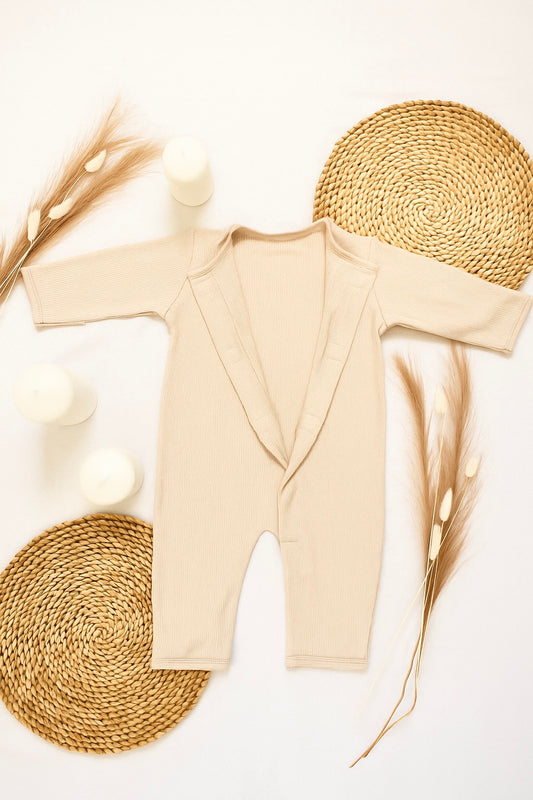 Magnetic Baby Jumpsuit - Cream Beige