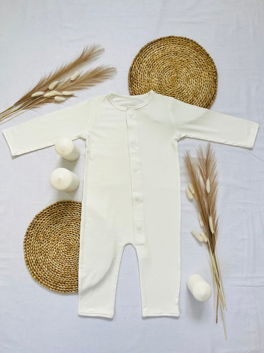 Magnetic Baby Jumpsuit - White