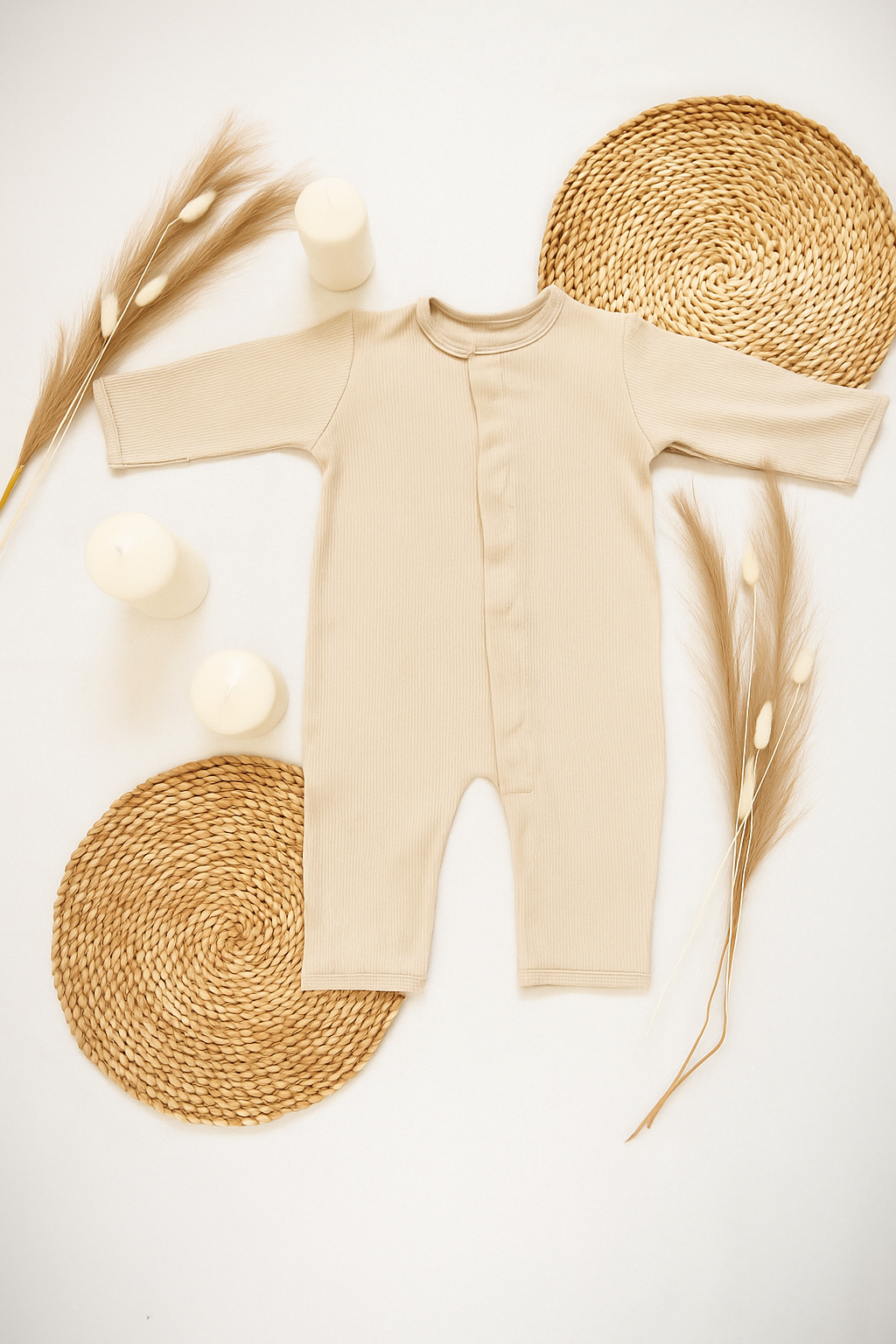 Magnetic Baby Jumpsuit - Cream Beige
