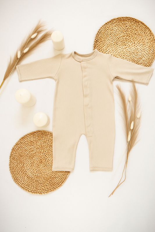 Magnetic Baby Jumpsuit - Cream Beige