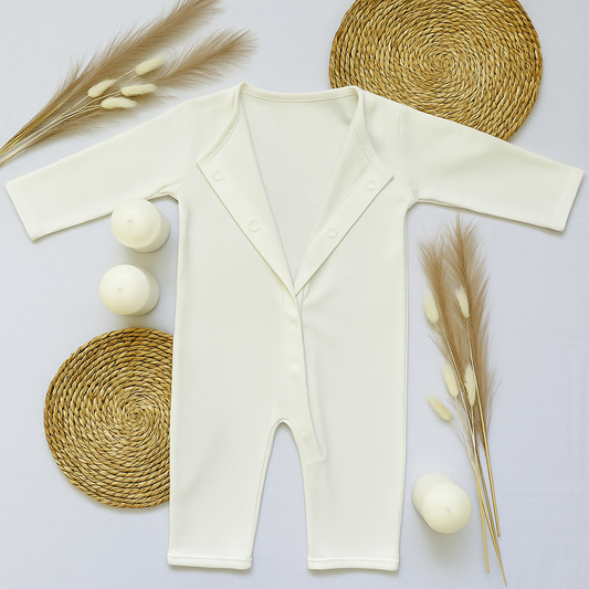 Magnetic Baby Jumpsuit - White