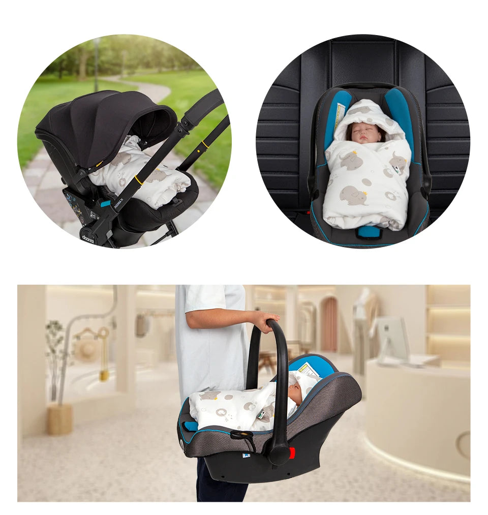 3-in-1 Baby Swaddle Wrap for Stroller & Car Seat | Universal 5-Point Harness Fit